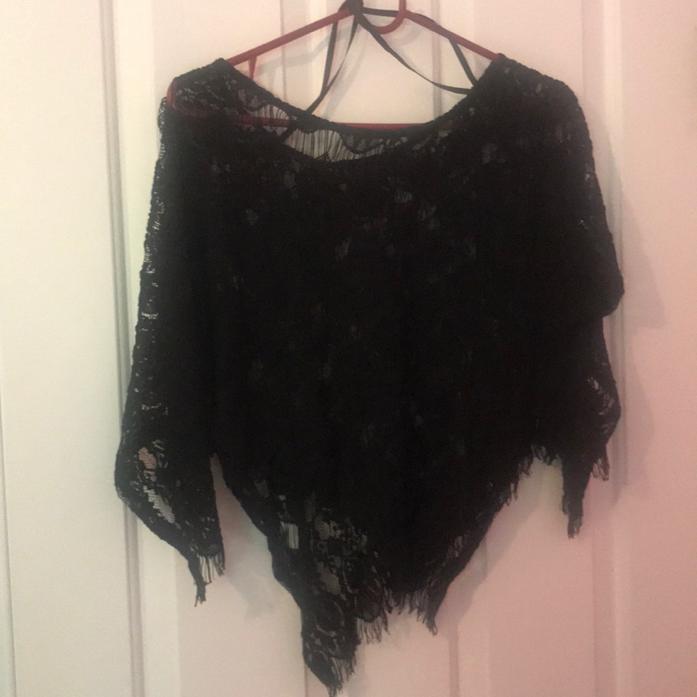 Lace black poncho. Perfect for over a cami!